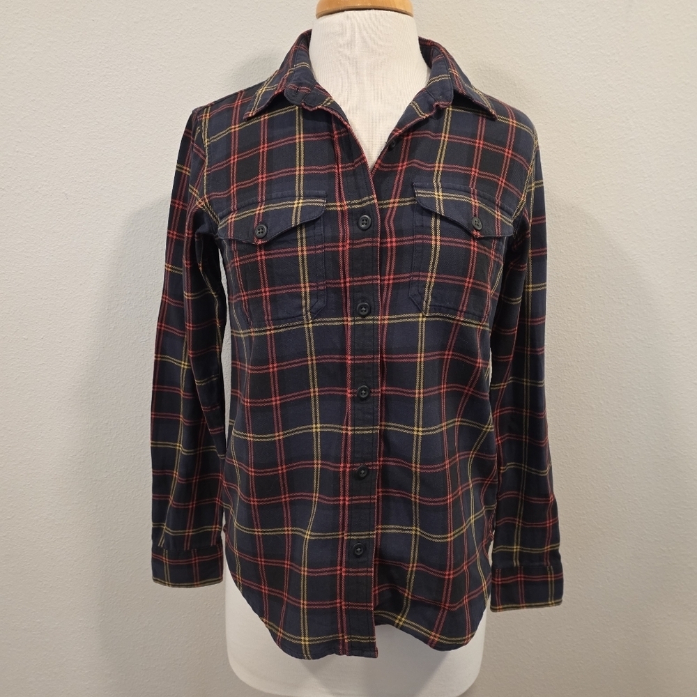 Filson Flannel Navy Plaid Button Down Shirt